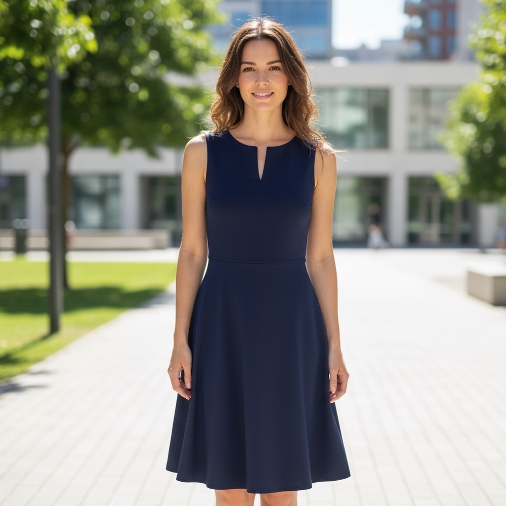 MM Lafleur Classic Navy Midi Dress